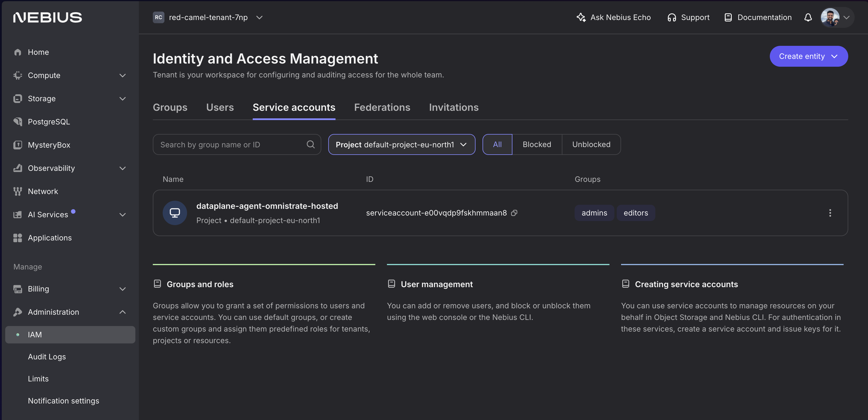 nebius service accounts